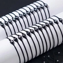 Minimalist Style Steel Ball Round 26 Letter Double Rope Women's Bracelet With Foldable Jewelry - QT-b23121301 - View 1