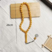 1pc Plus Size 33pcs Acrylic Faux Amber Prayer Beads Bracelet, Minimalist Casual Design Suitable For Muslim Men Daily Wear