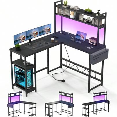 Devoko White Height Adjustable Desk 160 X 75 Cm Electrically Adjustable L-Shaped Desk With Memory Control, Ergonomic Game Table With Cup Holder, Hook.