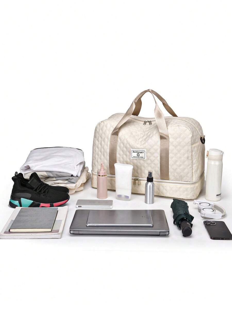 Solid Color Unisex Travel Luggage Zipper Tote Bag, Multifunctional With