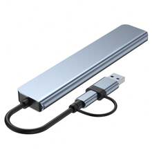 7合1 USB-C 增插座 USB C 集線器帶有1個 USB3.0 端口，4個 USB 2.0 端口和2個 USB C 端口，兼容筆記本電腦，平板電腦和手機 - 灰色 - 查看 2