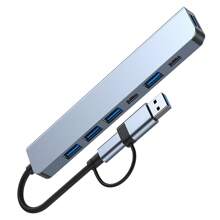 7合1 USB-C 增插座 USB C 集線器帶有1個 USB3.0 端口，4個 USB 2.0 端口和2個 USB C 端口，兼容筆記本電腦，平板電腦和手機 - 灰色 - 查看 8