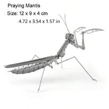 1pc Stainless Steel 3D DIY Puzzle Model Of Dragonfly & Praying Mantis, Metal Puzzle For Car Interior, Desk Decoration,3d Puzzle,Puzzle,Metal Puzzle,3d Puzzle,Puzzle,Metal Puzzle