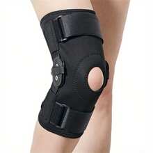 1pc Adjustable Hinged Knee Brace For Men And Women - Provides Support For Arthritis, Meniscus Tear, ACL, MCL, And Injury Recovery - Open Patella Design With Side Stabilizers - Plus Size Available - Black - View 1
