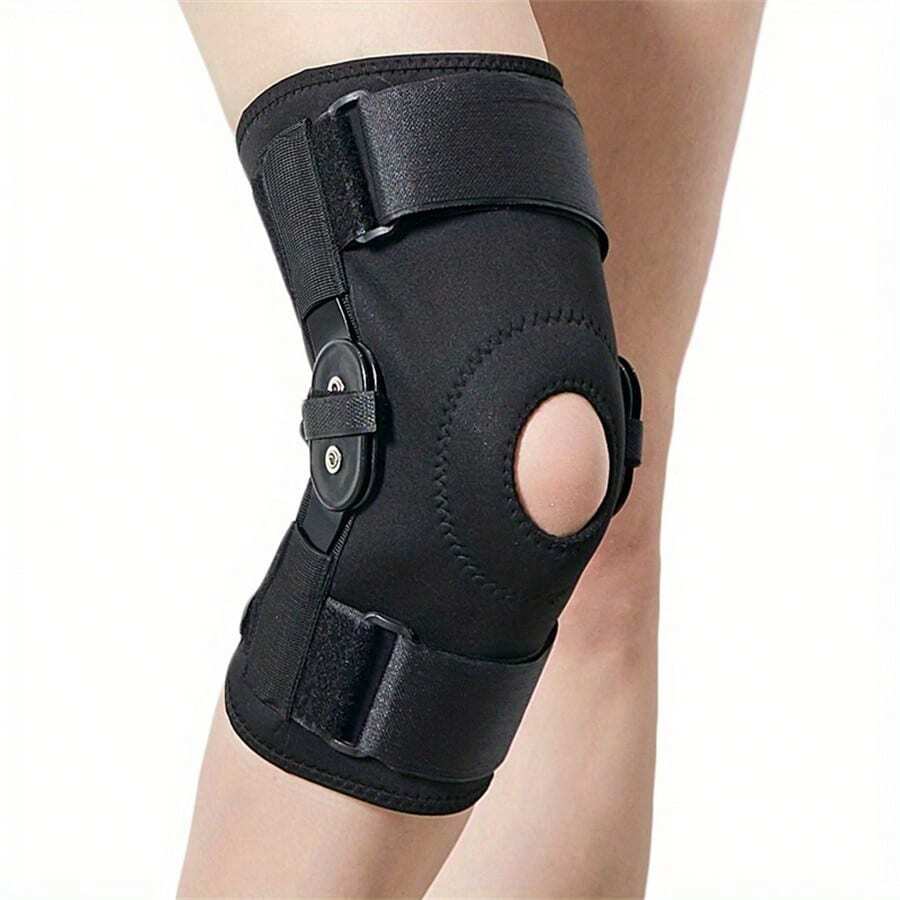 1pc Adjustable Hinged Knee Brace For Men And Women - Provides Support For Arthritis, Meniscus Tear, ACL, MCL, And Injury Recovery - Open Patella Design With Side Stabilizers - Plus Size Available - Black - View 1