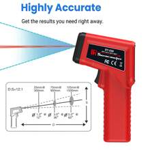 Nhiệt kế hồng ngoại, Súng đo nhiệt độ cầm tay không tiếp xúc, Màn hình LCD có đèn nền, Độ phát xạ có thể điều chỉnh 0,01-1, Đo nhiệt độ bằng tia laser kỹ thuật số để chế tạo đồ gia dụng, -50℃-500℃ (Không bao gồm pin) - Đỏ - Xem 5