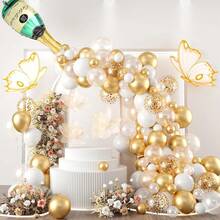 Kit de arco de globos dorado y rosa dorada, conjunto de guirnalda de globos dorados, globo de látex con globo de aluminio de champán y arco de globos de metal dorado, para decoración de fiesta de cumpleaños y bodas. - Multicolor - Ver 7