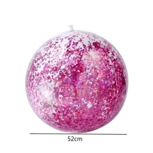 Inflatable Heart Design Swimming Ring Red And 20 Inch Inflatable Glitter Beach Ball -Friendly PVC For Bachelorette Party, Swim Tube Rings, River Lake Beach Floaty - Multicolor - View 3