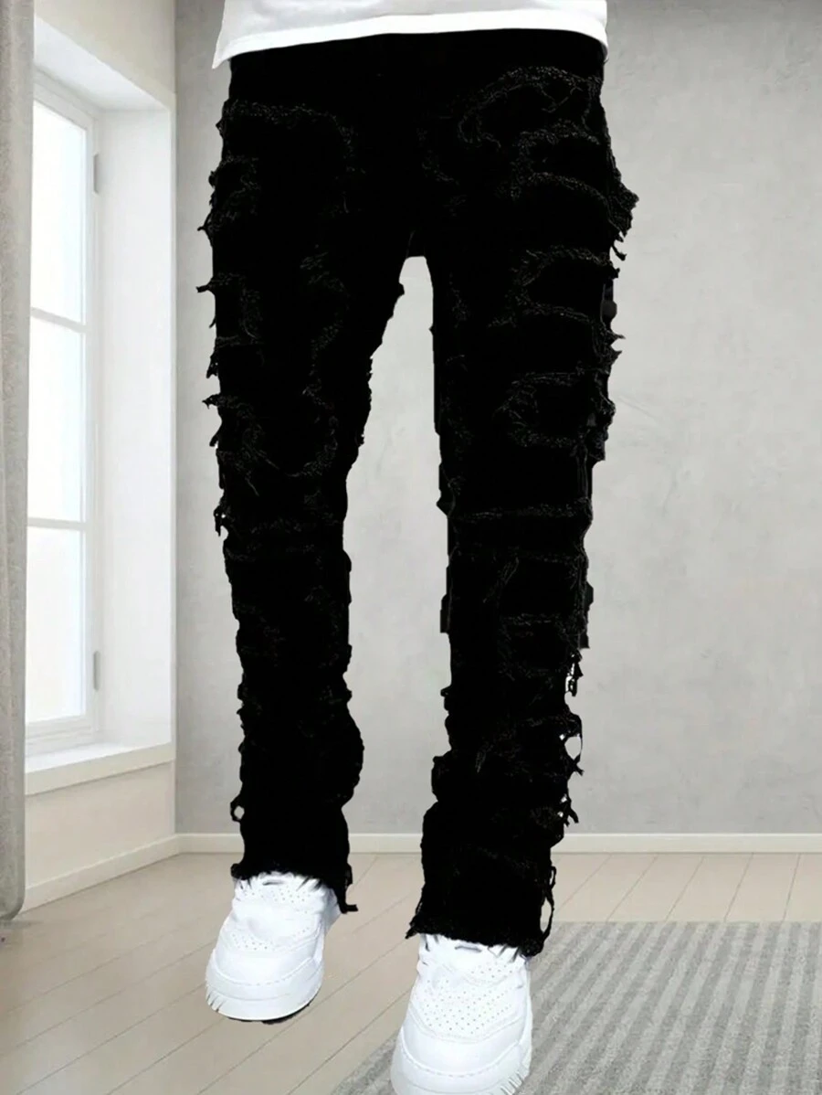 Tween Boy Patched Frayed Casual Jeans