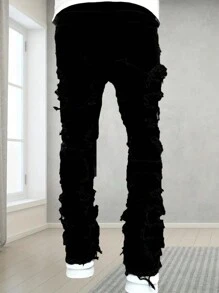 Tween Boy Patched Frayed Casual Jeans