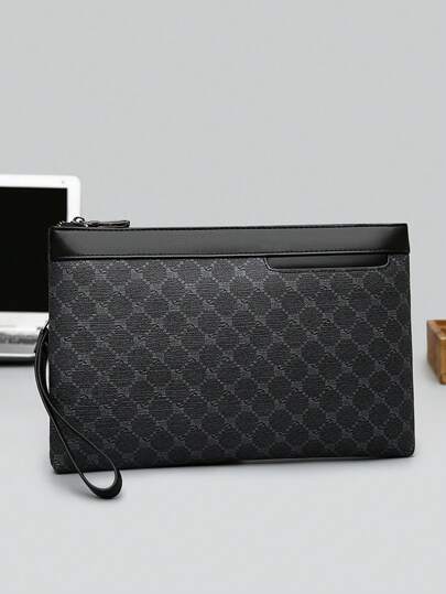 1个时尚男士腕包/手拿包/信封包/方包，PU材质，尺寸10.6英寸*6.7英寸*0.8英寸，防刮耐磨，适合派对、通勤等场合，多口袋设计，可作冬季钱包、假日洗漱包、贴纸钱包、情人节礼物、情人节礼物、学校礼物、运动生活男士钱包、度假礼物包、包包、手拿包、手提包、春季复古包、小袋、腕带钱包、手机包、钱包收纳包、圣诞礼物、洗漱包、复活节礼物等。