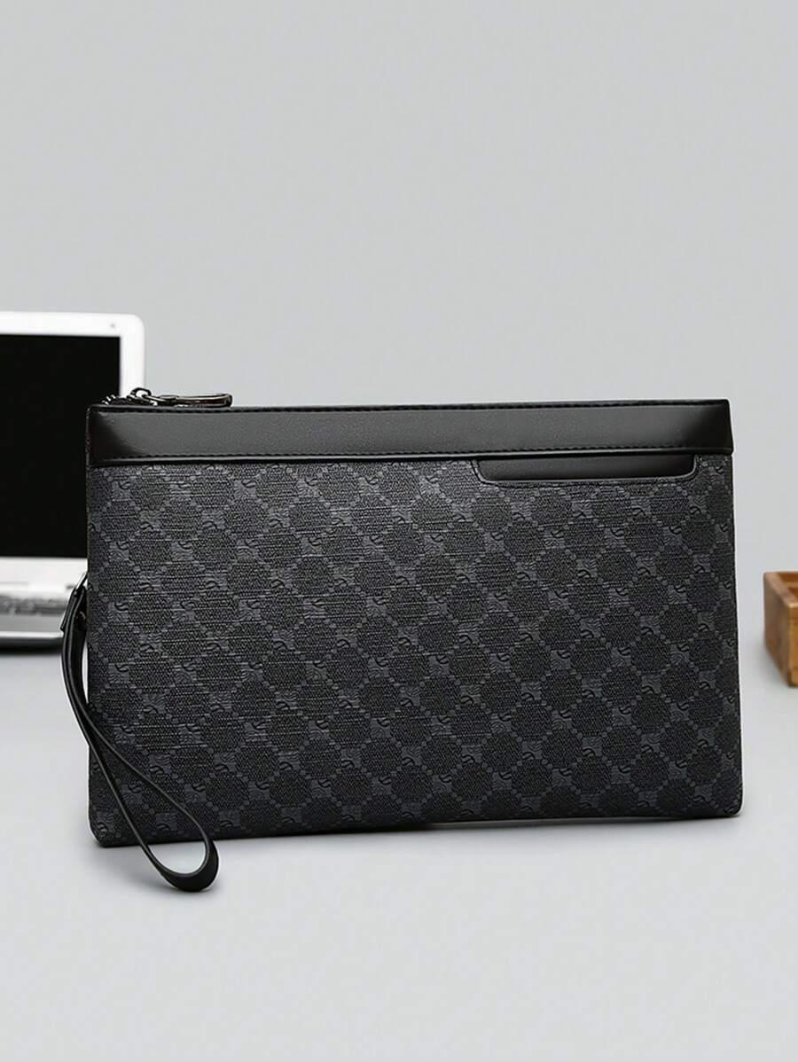 1个时尚男士腕包/手拿包/信封包/方包，PU材质，尺寸10.6英寸*6.7英寸*0.8英寸，防刮耐磨，适合派对、通勤等场合，多口袋设计，可作冬季钱包、假日洗漱包、贴纸钱包、情人节礼物、情人节礼物、学校礼物、运动生活男士钱包、度假礼物包、包包、手拿包、手提包、春季复古包、小袋、腕带钱包、手机包、钱包收纳包、圣诞礼物、洗漱包、复活节礼物等。