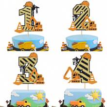 1pc Construction Excavator 1st Birthday Cake Topper For Truck Excavator Forklift Dump Bulldozer Road Roller Engineering Themed One Year Old First Birthday Party Supplies Cake Decorating Cake Topper Cake Decorations Cake Decor Cake Decorating Tools - Multicolor - View 2