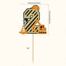 1pc Construction Excavator 1st Birthday Cake Topper For Truck Excavator Forklift Dump Bulldozer Road Roller Engineering Themed One Year Old First Birthday Party Supplies Cake Decorating Cake Topper Cake Decorations Cake Decor Cake Decorating Tools - Multicolor - View 14