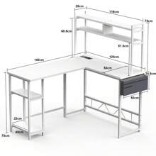 Devoko White Height Adjustable Desk 160 X 75 Cm Electrically Adjustable L-Shaped Desk With Memory Control, Ergonomic Game Table With Cup Holder, Hook. - trắng - Xem 6