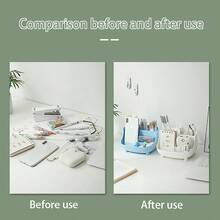 1pc Multi Functional Desktop Storage Box, Dormitory Makeup Box, Stationery Storage Box, Office Pen Holder, Miscellaneous Items Storage Box - Multicolor - View 11