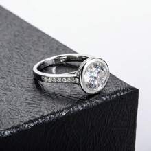 ANU JEWEL 3CTTW Moissanite Halo Nhẫn Đính Hôn, Nhẫn Nữ Bạc 925 Thích Hợp Cho Bé Gái Nhẫn Đính Kim Cương Giả - trắng - Xem 9