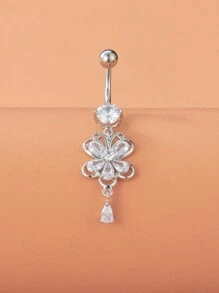 1 Stück modischer Zirkonia Nabel-Ring mit Schmetterling und Wassertropfen-Design, Schmuck für intimen Körperschmuck Damen Bauchnabel Ring