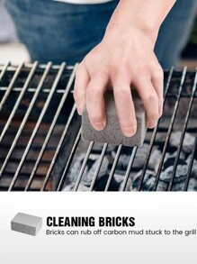 1支石材清潔刷，攜帶式燒烤架清潔刷，適用於戶外 - 灰色 - 查看 3