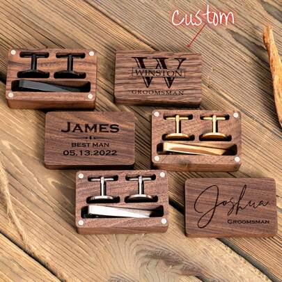 Personalized Cufflinks, Groomsmen Gifts, Engraved Cufflinks, Groomsmen Proposal, Groomsman Cuff Links & Tie Clip Set, Bachelor Party Gift