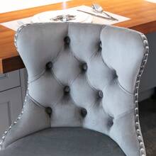 2/4/6 Piece Set Adjustable Swivel Bar Stools, Dining Bar Chairs With Velvet Tufted Back, Metal Base, Footrest For Home Bar, Dining Room, Kitchen Island. - Abu-abu perak - View 9