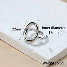 1pc Fashionable Simple Hollow Circle Stainless Steel Open Ring Suitable For Women, Beach Wear - Hollow Circle Ring - View 7