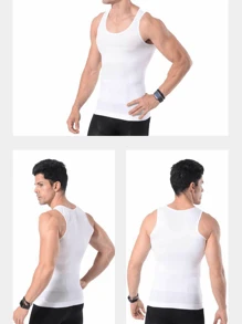 2pcs Men's Seamless Breathable Slimming Compression Undershirt Tank Top For Multiple Occasions