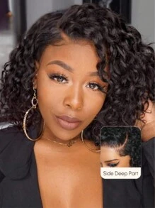 UNice Wigs 7x5 Bye Bye Knots Lace Wig Side Part Short Pixie Curly Bob Wig Wear Go Pre Cut Pre Bleached Glueless Wig For Women Human Hair Lace Closure Wig Unice Hair