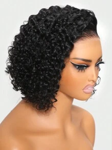 UNice Wigs 7x5 Bye Bye Knots Lace Wig Side Part Short Pixie Curly Bob Wig Wear Go Pre Cut Pre Bleached Glueless Wig For Women Human Hair Lace Closure Wig Unice Hair