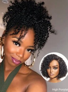 UNice Wigs 7x5 Bye Bye Knots Lace Wig Side Part Short Pixie Curly Bob Wig Wear Go Pre Cut Pre Bleached Glueless Wig For Women Human Hair Lace Closure Wig Unice Hair