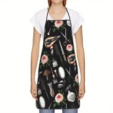 Tạp dề thợ làm tóc họa tiết hoa hồng và cổ điển, tạp dề thợ làm tóc - màu đen - Xem 4