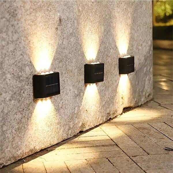 1 pieza Luz solar de pared con espejo convexo con 6/8/10 LED, iluminación exterior, luz de decoración de pared exterior, lámpara LED de paisaje IP44 para uso doméstico, apropiada para exteriores, patios, villas, cercas, jardines