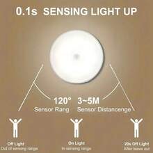 8 đèn LED Đèn ngủ cảm biến chuyển động, Đèn cảm ứng tủ quần áo Đèn ngủ LED trong nhà có thể sạc lại USB có dải từ tính dán cho hành lang, tủ, tủ quần áo, tủ quần áo, cầu thang, phòng ngủ, nhà bếp, tầng hầm - trắng - Xem 8