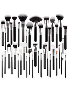 40支黑色手柄化妆刷套装，全套尼龙软毛刷 - 包括大号散粉刷、粉底刷、高品质眼影刷、扇形刷及其他专业美妆工具，旅行必备，情人节礼物，价格实惠，旅行化妆刷套装，送给女性的礼物，化妆师，专业全套化妆工具 - 彩色 - 查看 6