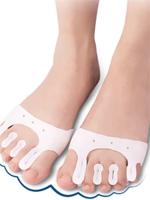 1 par de almohadillas respirables suaves de goma blanca para los dedos de los pies - Blanco - Ver 1