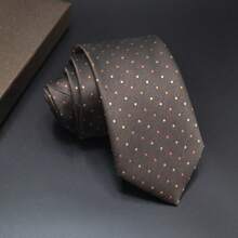 1pc Men's Handmade Navy Blue And Coffee Color Necktie, Suitable For Wedding, Business And Daily Use - Multicolor - View 4