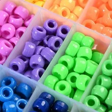 100pcs 6x9mm Rainbow Pony Beads Big Hole Beads Perfect For Bracelets DIY Kandi Jewelry Making Hand Crafts Hair Beads Jewelry Making Accessories