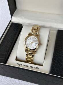 Pablo Raez 1 chiếc đồng hồ nữ, vàng 18K, đồng hồ đeo tay cao cấp, vỏ thép không gỉ IPG, thiết kế thanh lịch mới, máy quartz, mặt số trắng thời trang, hiển thị ngày, chất lượng cao, đồng hồ đeo tay nữ, chống nước 50M, dây đeo thép SUS304, khóa trang sức, đồng hồ trẻ trung dễ thương, món quà tinh tế dành cho bạn bè hoặc gia đình, phù hợp cho cuộc sống hàng ngày/công việc/dự tiệc. - Vàng - Xem 3