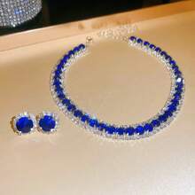 1 Set Crystal Necklace Earrings Jewelry Set