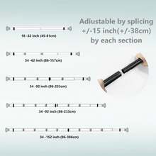 1PC Heavy Duty Curtain Rods, Acrylic Finials, Gold Curtain Rod, Black Curtain Rod, 1 Inch Curtain Rods For Outdoor Patio, Farmhouse, Bedroom, Kitchen, Living Room, Adjustable Easy Install Curtain Rods - Black - View 2