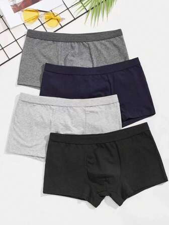 4 piezas Bóxers de hombre transpirables, ropa interior casual