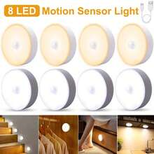 8 đèn LED Đèn ngủ cảm biến chuyển động, Đèn cảm ứng tủ quần áo Đèn ngủ LED trong nhà có thể sạc lại USB có dải từ tính dán cho hành lang, tủ, tủ quần áo, tủ quần áo, cầu thang, phòng ngủ, nhà bếp, tầng hầm - trắng - Xem 7
