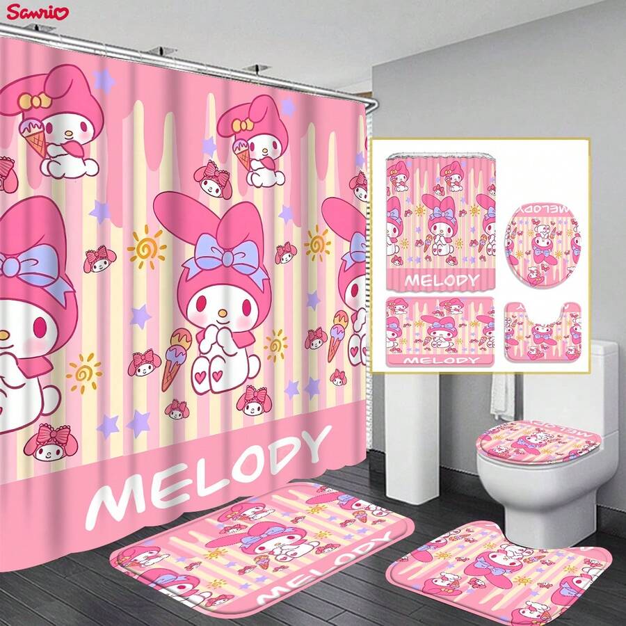 1/4 chiếc được ủy quyền bởi Bộ rèm tắm họa tiết hoạt hình Kitty, Rèm tắm chống nước với 12 móc, Thảm tắm chống trượt, Thảm vệ sinh hình chữ U, Thảm vệ sinh, Phụ kiện phòng tắm - phong cách J - Xem 1