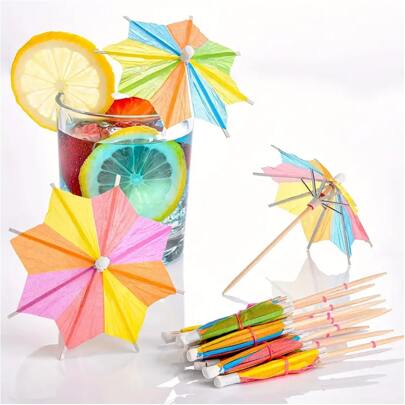 50pcs Umbrellas Cocktail Umbrella Beverage Selection Octagonal Star Paper Umbrella Cupcake Decoration Handmade Cocktail Parasol Sticks Gifts For Summer Beach Pool Parties Decoration,Christmas