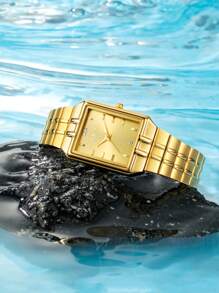 Montre à quartz de marque de luxe KKY pour homme et femme, dorée et résistante à l'eau - Doré - Voir 3