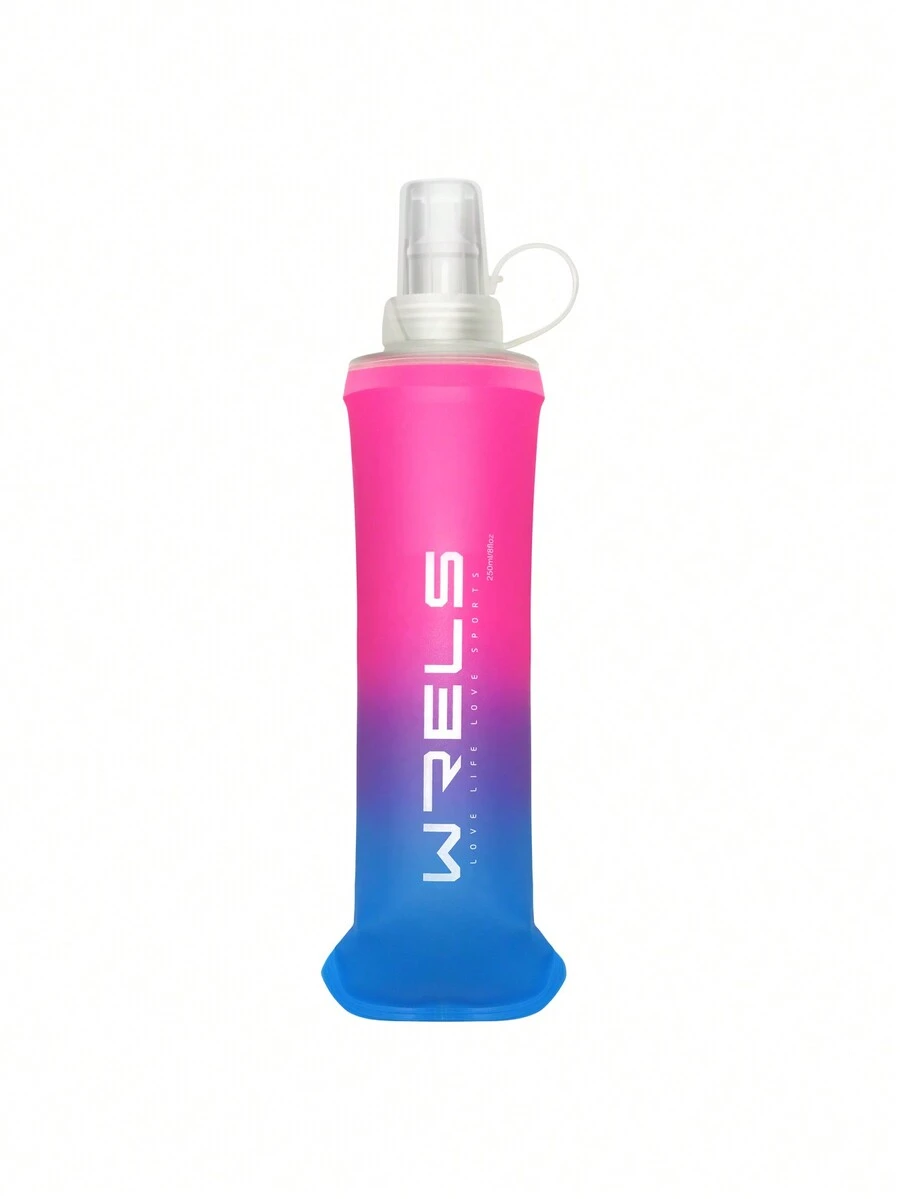 WRELS 1 szt. 250 ml/500 ml Ulepszony Nowy gradient kolorów Składany Sport Miękka butelka na wodę Fitness Jazda na rowerze Bieganie Łatwy do przenoszenia Silikonowy bidon z ustnikiem - Różowy - Zobacz 1