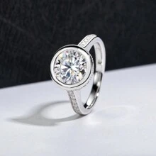 ANU JEWEL 3CTTW Moissanite Halo Nhẫn Đính Hôn, Nhẫn Nữ Bạc 925 Thích Hợp Cho Bé Gái Nhẫn Đính Kim Cương Giả - trắng - Xem 6