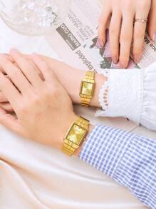 Montre à quartz de marque de luxe KKY pour homme et femme, dorée et résistante à l'eau - Doré - Voir 9