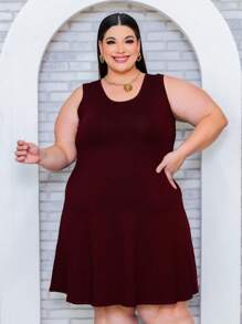 Plus Size Dresses - Màu Đỏ Sâu - Xem 1