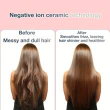 直发器、卷发器、平板夹、卷发器、直发器、便携式无绳直发器，带陶瓷涂层，女士热梳直发器，轻巧迷你，Type-C 充电端口，用于旅行直发器 USB 可充电直发器，2 合 1 无线迷你便携式 USB 直发器卷发器，大号 - 白色 - 查看 8